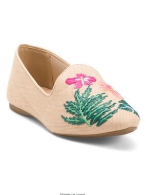 Birdies Heron Raffia Tropical Comfort Loafers New In Box